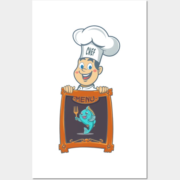 chef holding menu board Wall Art by Double You Store